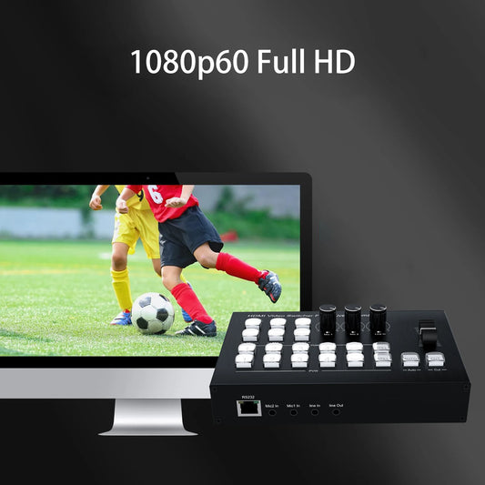 Mezclador de Video HDMI 4 Canales | Switcher Profesional 1080p60 con Captura USB-C y Audio para Streaming en Vivo