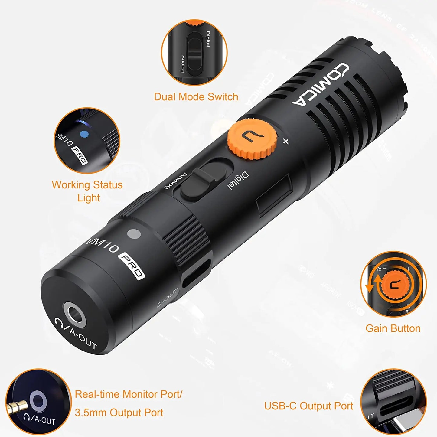 COMICA VM10 PRO – Micrófono Shotgun Cardioide On-Camera para Smartphones, Cámaras y GoPro