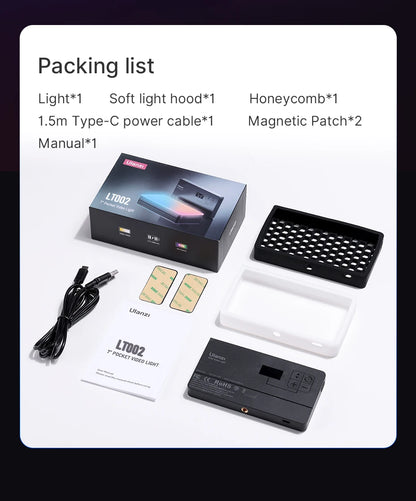 Ulanzi LT002 | Luz de Relleno LED RGB de 7” con Panel Full Color 2500K-8500K CRI 95+