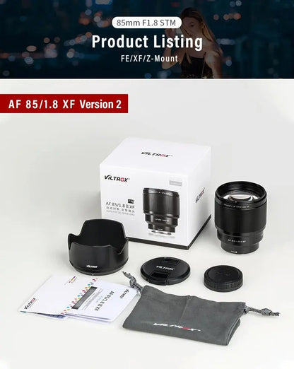 Viltrox 85mm f/1.8 II | Lente Teleobjetivo de Retrato con Autofoco para Sony E, Fujifilm X y Nikon Z Full Frame