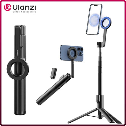 Ulanzi MG-003 Pro | Palo Selfie Trípode Magnético Extensible 1.36 m con Control Remoto Bluetooth para iPhone y Smartphones