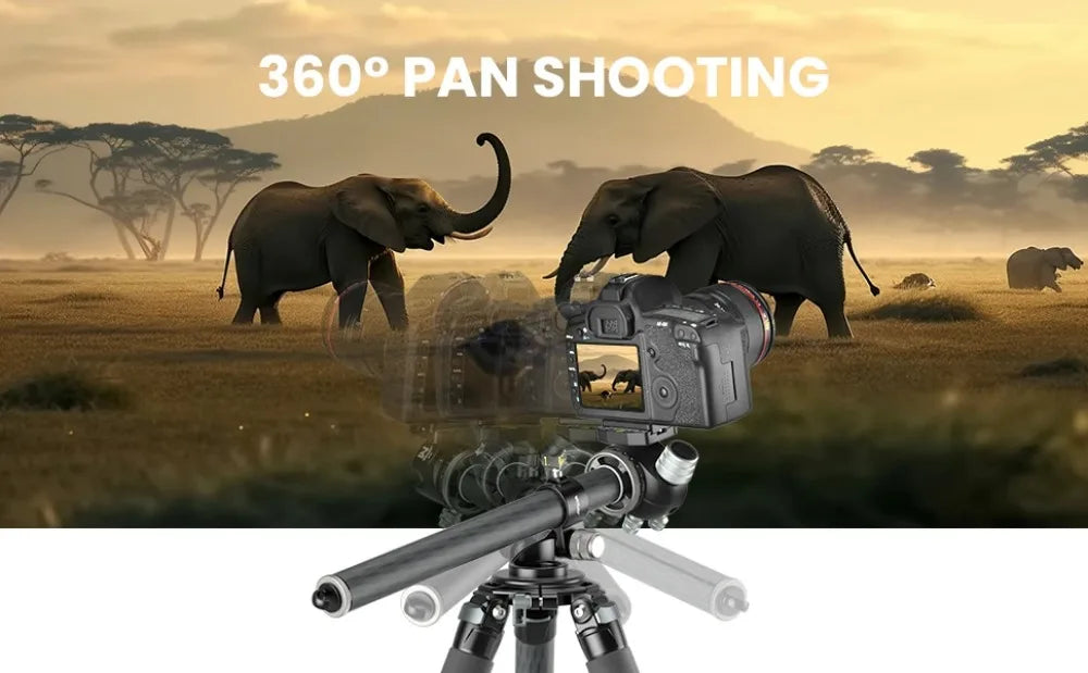 WEYLLAN TZ8 | Brazo Extensor Universal de Trípode en Fibra de Carbono 2 en 1, Columna Central y Brazo Horizontal 40cmWEYLLAN Universal Tripod Extension Arm Carbon Fiber Detachable Extender Horizontal Centre Column for Tripod 40cm Pole Arm Rod