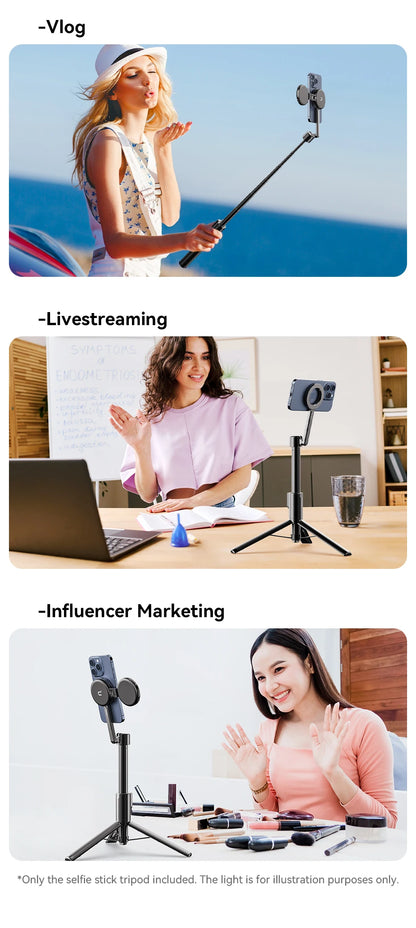 Ulanzi MG-003 Pro | Palo Selfie Trípode Magnético Extensible 1.36 m con Control Remoto Bluetooth para iPhone y Smartphones