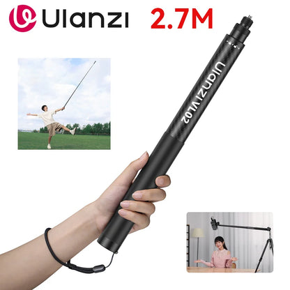Ulanzi VL02 | Palo Selfie Trípode Extensible 2.7M e Invisible para Smartphones, GoPro e Insta360