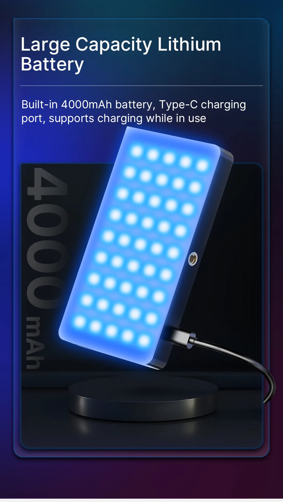 Ulanzi LT002 | Luz de Relleno LED RGB de 7” con Panel Full Color 2500K-8500K CRI 95+
