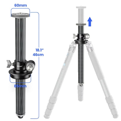 WEYLLAN TZ8 | Brazo Extensor Universal de Trípode en Fibra de Carbono 2 en 1, Columna Central y Brazo Horizontal 40cmWEYLLAN Universal Tripod Extension Arm Carbon Fiber Detachable Extender Horizontal Centre Column for Tripod 40cm Pole Arm Rod