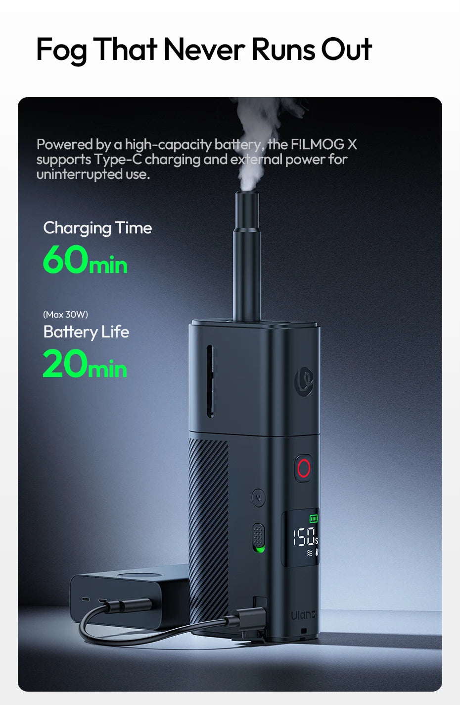 Ulanzi FM02 | Máquina de Humo Portátil Recargable con 3 Modos de Niebla para Fotografía y Video
