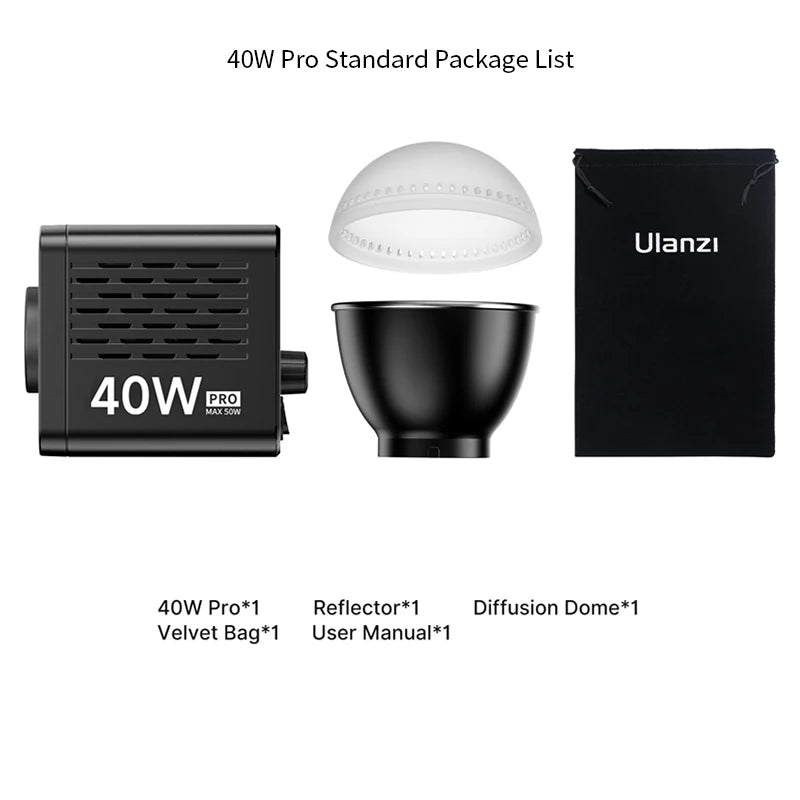 Ulanzi L023 40W Pro | Luz de Video COB Bi-Color 2500K-6500K con Montura Mini Bowens y Batería 3400mAh