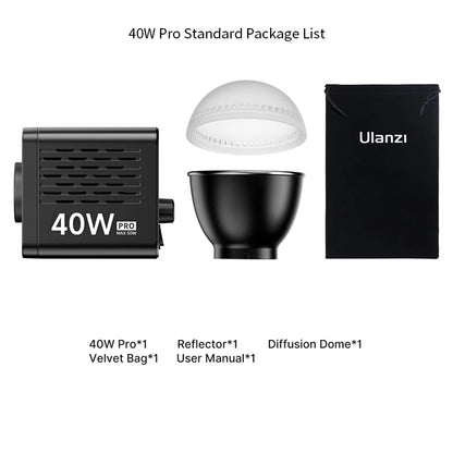 Ulanzi L023 40W Pro | Luz de Video COB Bi-Color 2500K-6500K con Montura Mini Bowens y Batería 3400mAh