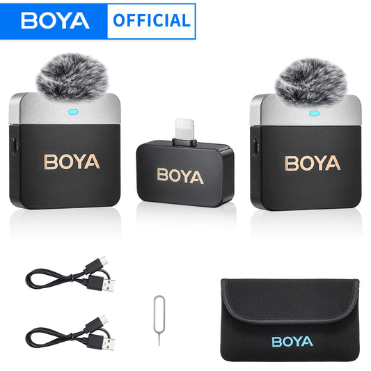 BOYA BY-M1V – Micrófono Lavalier Inalámbrico para iPhone, Android, PC y Cámaras (60m + Cancelación de Ruido)
