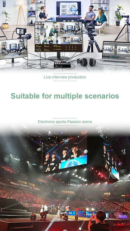 Mezclador de Video HDMI 4 Canales | Switcher Profesional 1080p60 con Captura USB-C y Audio para Streaming en Vivo