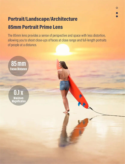 Viltrox 85mm f/1.8 II | Lente Teleobjetivo de Retrato con Autofoco para Sony E, Fujifilm X y Nikon Z Full Frame