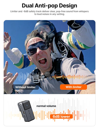 Saramonic Air Wireless Lavalier Microphone Noise Cancelling Lapel Mic for iPhone 15/16 Android Smartphone Camera Vlog Youtube
