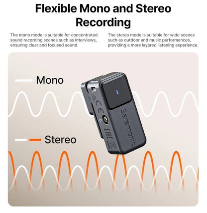 Saramonic Air Wireless Lavalier Microphone Noise Cancelling Lapel Mic for iPhone 15/16 Android Smartphone Camera Vlog Youtube