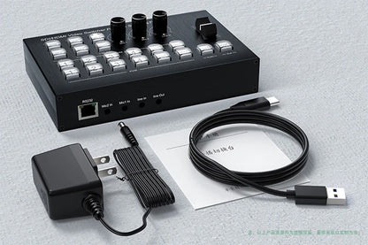 Mezclador de Video HDMI 4 Canales | Switcher Profesional 1080p60 con Captura USB-C y Audio para Streaming en Vivo
