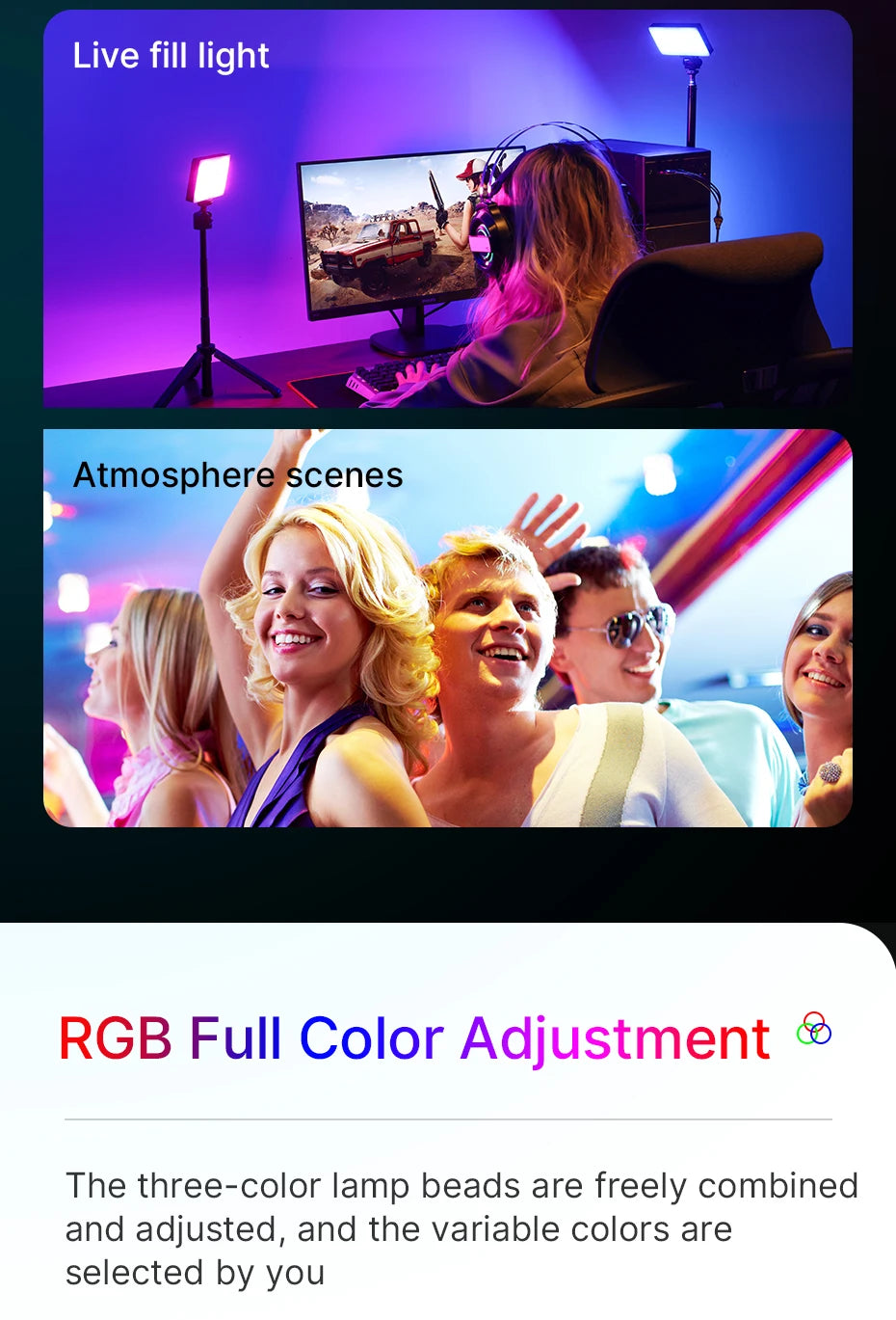 Ulanzi LT002 | Luz de Relleno LED RGB de 7” con Panel Full Color 2500K-8500K CRI 95+