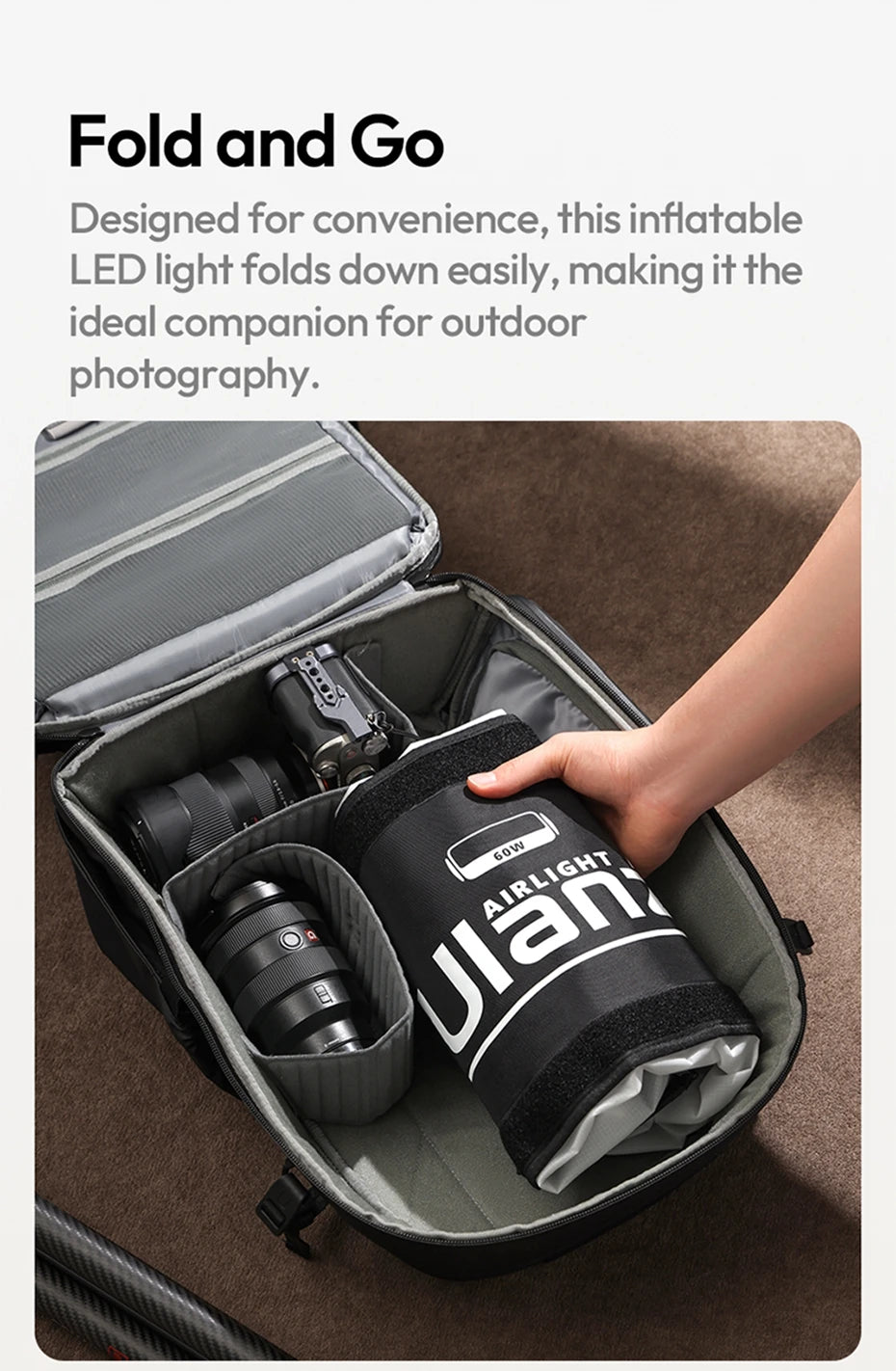 Ulanzi AL60 (60W) / AL120 (120W) | Luz LED Inflable Portátil Bi-Color 2700K-6500K con APP y Montura Multifuncional