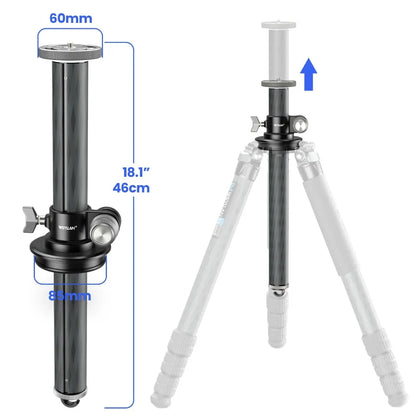 WEYLLAN TZ8 | Brazo Extensor Universal de Trípode en Fibra de Carbono 2 en 1, Columna Central y Brazo Horizontal 40cmWEYLLAN Universal Tripod Extension Arm Carbon Fiber Detachable Extender Horizontal Centre Column for Tripod 40cm Pole Arm Rod
