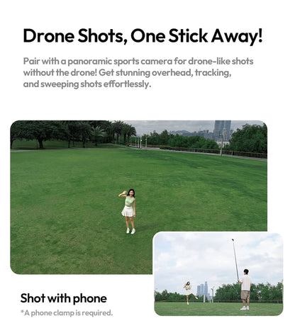 Ulanzi VL02 | Palo Selfie Trípode Extensible 2.7M e Invisible para Smartphones, GoPro e Insta360