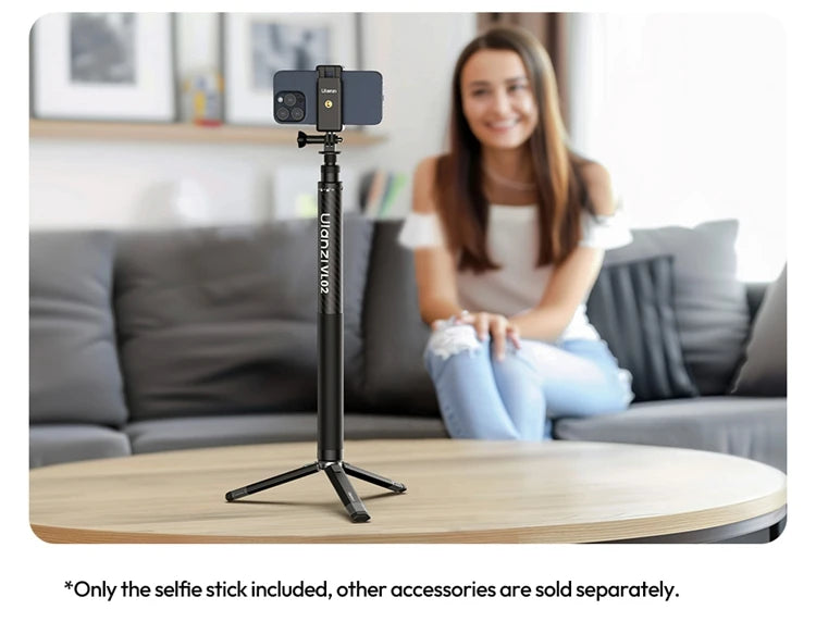 Ulanzi VL02 | Palo Selfie Trípode Extensible 2.7M e Invisible para Smartphones, GoPro e Insta360