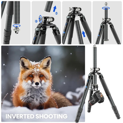 WEYLLAN TZ8 | Brazo Extensor Universal de Trípode en Fibra de Carbono 2 en 1, Columna Central y Brazo Horizontal 40cmWEYLLAN Universal Tripod Extension Arm Carbon Fiber Detachable Extender Horizontal Centre Column for Tripod 40cm Pole Arm Rod