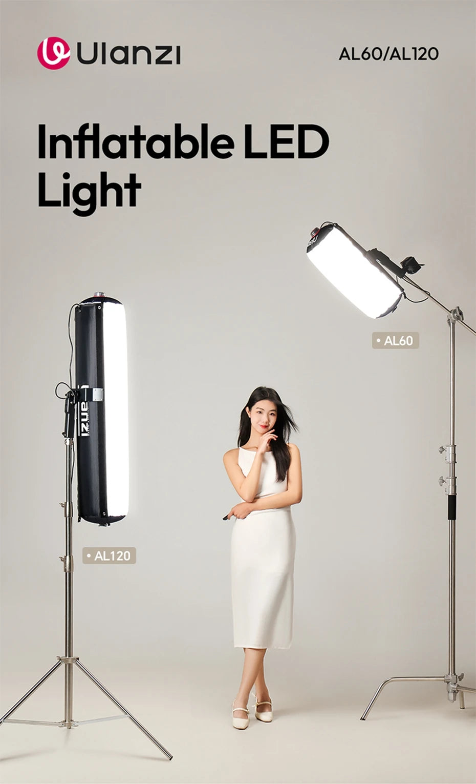 Ulanzi AL60 (60W) / AL120 (120W) | Luz LED Inflable Portátil Bi-Color 2700K-6500K con APP y Montura Multifuncional