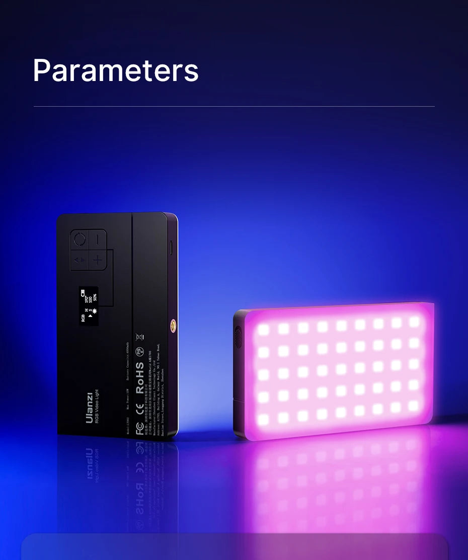 Ulanzi LT002 | Luz de Relleno LED RGB de 7” con Panel Full Color 2500K-8500K CRI 95+