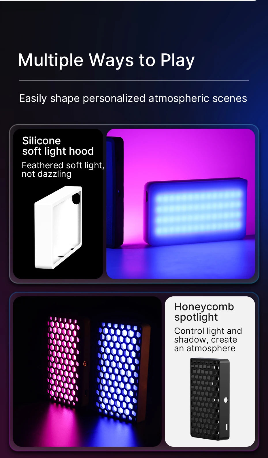 Ulanzi LT002 | Luz de Relleno LED RGB de 7” con Panel Full Color 2500K-8500K CRI 95+